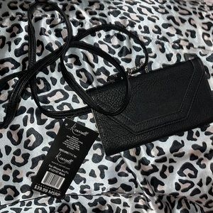 K Carroll RFID protective lining iPhone 6 Plus or 7 plus black leather strap new